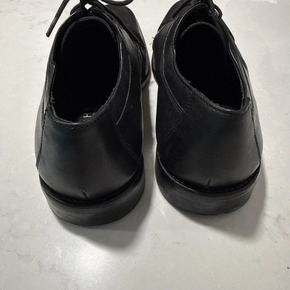 Johnston & Murphy Mens Sz US 9.5 W Cap Toe Oxford Black Leather Shoes 59 -11567